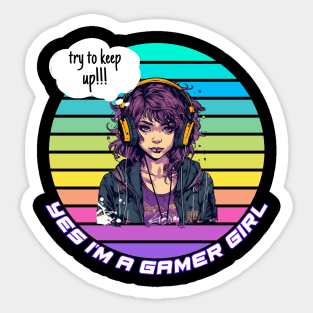 Yes I'm A Gamer Girl Funny Video Gamer Gift Gaming Lover Sticker